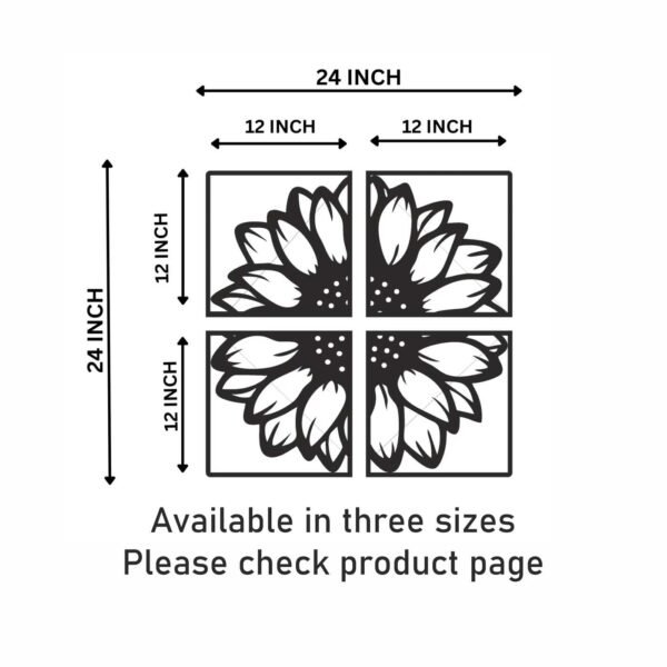 4 Panels SUN Flower beautiful Wall Art - Image 3