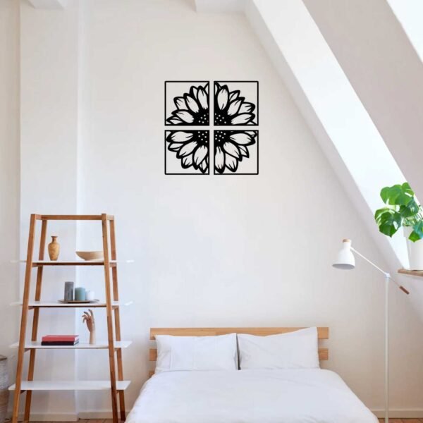 4 Panels SUN Flower beautiful Wall Art - Image 2