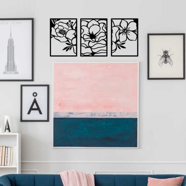 3 Panels Poppy Flower beautiful Wall Art - Image 2