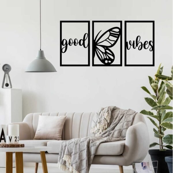 3 Panels Motivational Good Vibes Flower beautiful Wall Art - Image 2