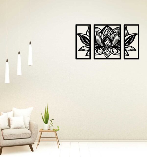3 Panels Lotus beautiful Wall Art - Image 2