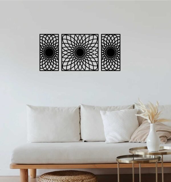 3 Panels Geometry Flower beautiful Wall Art - Image 2