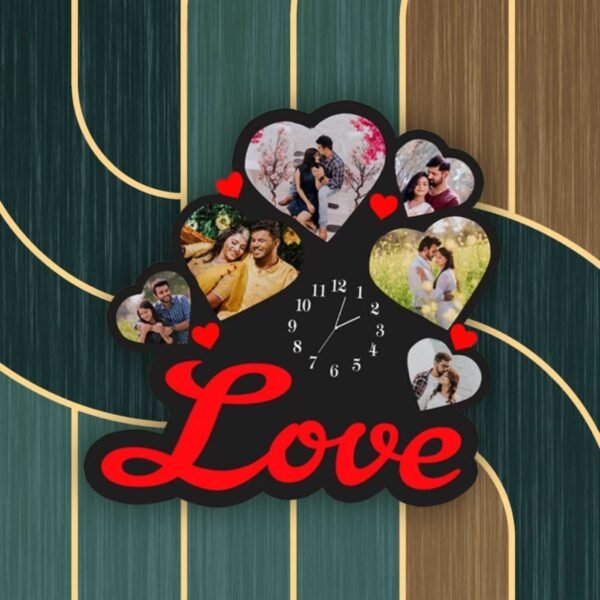 Premium Customized Designer Clock With 6 Photos | Gift Yourself or Your Special One
