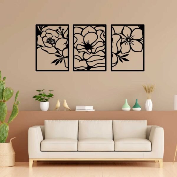 3 Panels Poppy Flower beautiful Wall Art