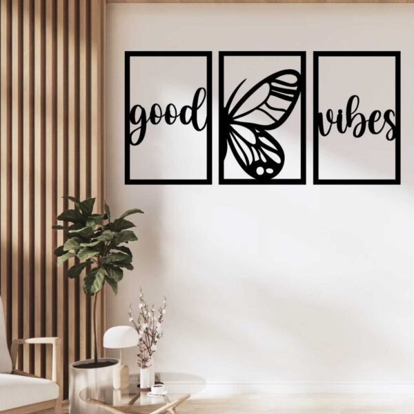 3 Panels Motivational Good Vibes Flower beautiful Wall Art