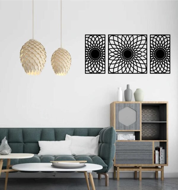 3 Panels Geometry Flower beautiful Wall Art