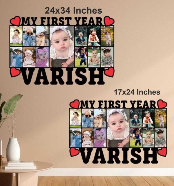 Customized 1st Year Happy Birthday Wall 13 Photos Frame with Name - Image 2