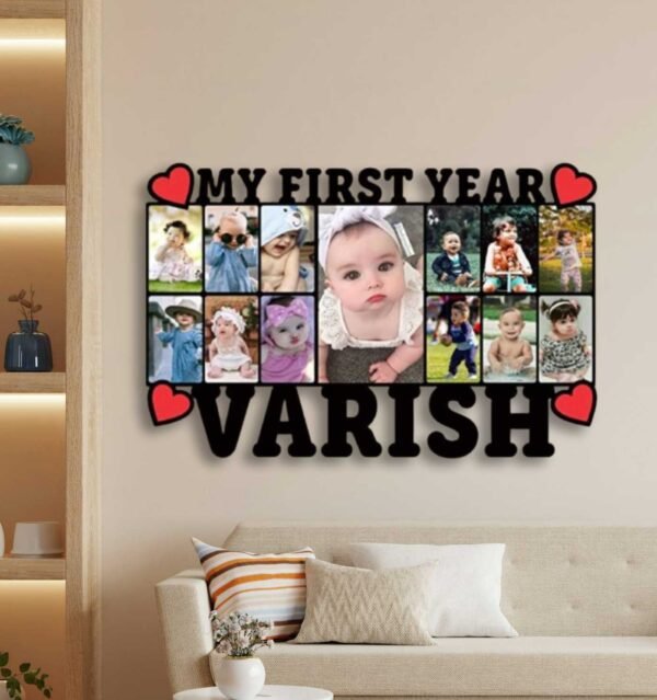 Customized 1st Year Happy Birthday Wall 13 Photos Frame with Name