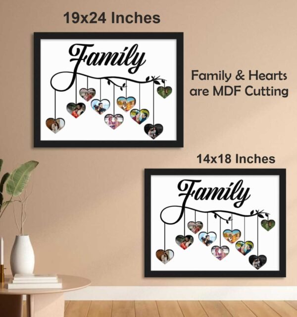 Customized Wooden Arts Wooden Heart Photo Frame Set with 9 Photos - Image 2