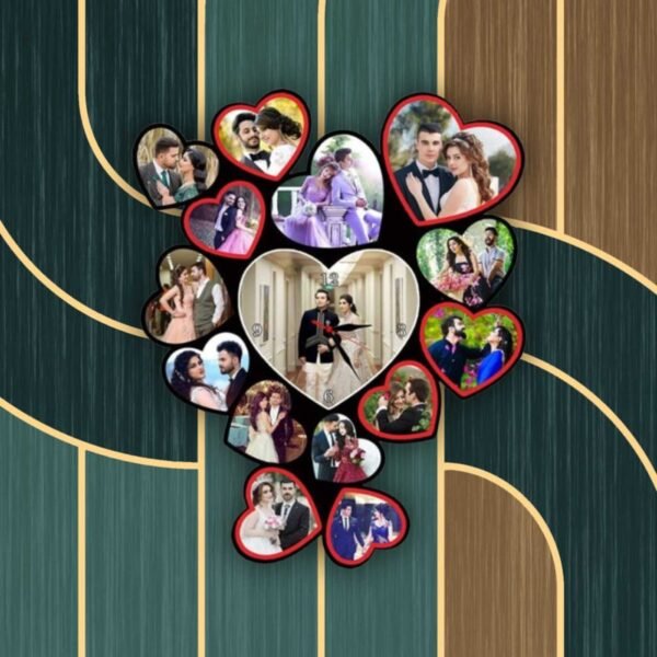 Premium Customized Designer Clock With 16 Photos | Gift Yourself or Your Special One