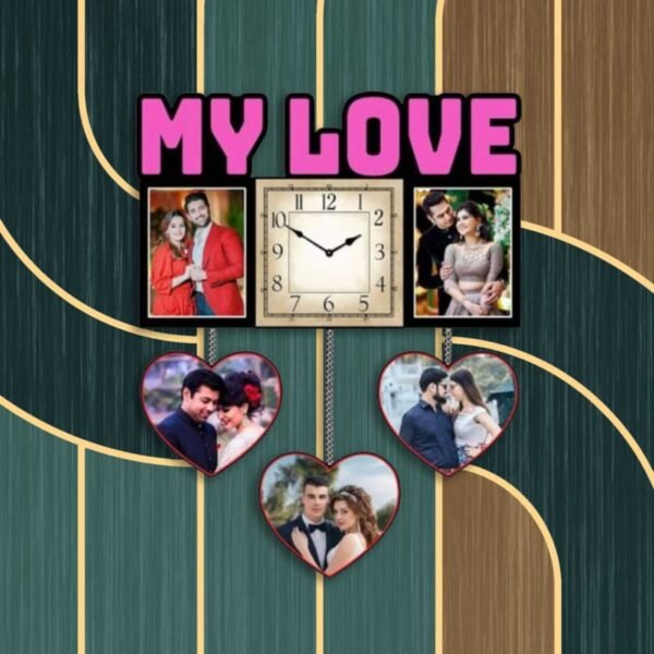 Premium Customized Designer Clock With 5 Photos | Gift Yourself or Your Special One