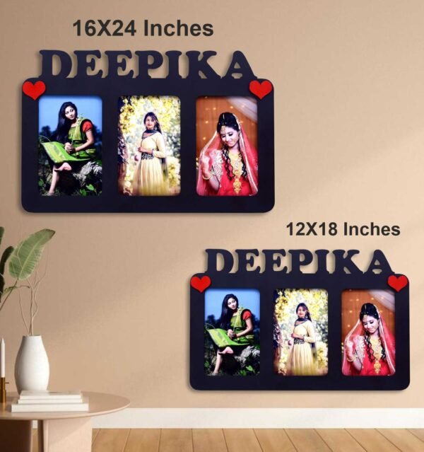 Customized Collage 3 Photos Wall Frame with Name - Image 2
