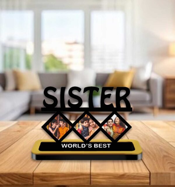 Personalized World's Best Sister Cutout with 3 Photos