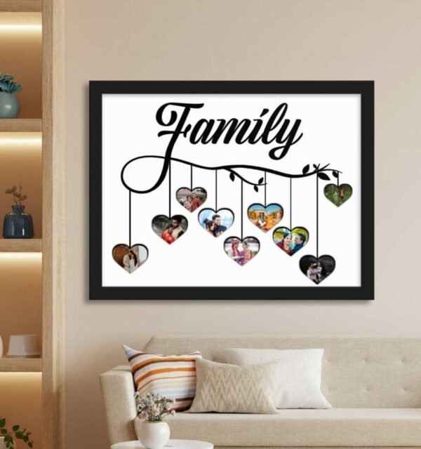 Customized Wooden Arts Wooden Heart Photo Frame Set with 9 Photos