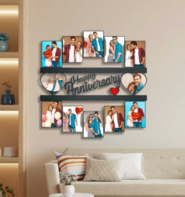 Customized Happy Wedding anniversary Wall Hanging frame with 12 Photos