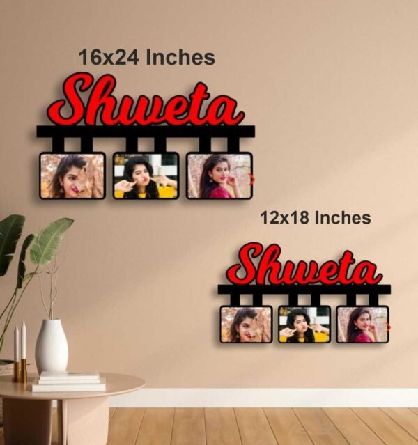 Customized Name with 3 Photos Frame - Image 2
