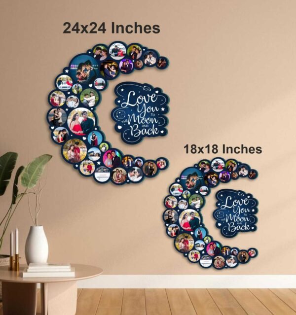Customized Half Cut Moon Wall Hanging frame with 31 Photos - Image 2