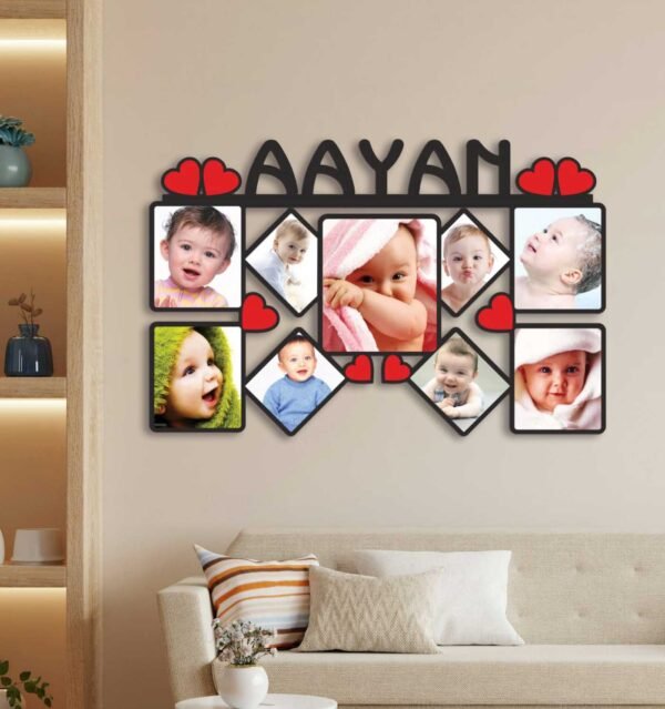 Customized  Wall Frame 9 Photos with Name
