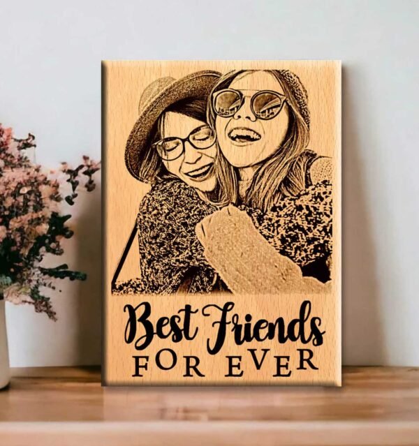 Personalized Engraved Wooden Photo Gift For : Friends