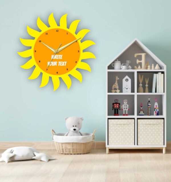 Shiny Sun with Name Wall Clock - Image 3