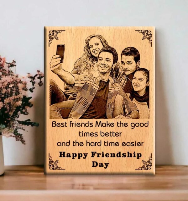 Personalized Engraved Wooden Photo Gift For : Friends