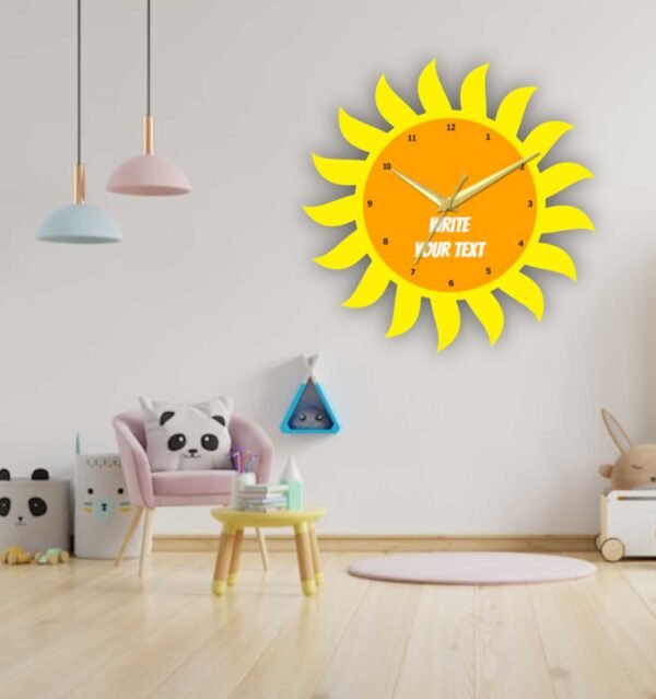 Shiny Sun with Name Wall Clock - Image 2