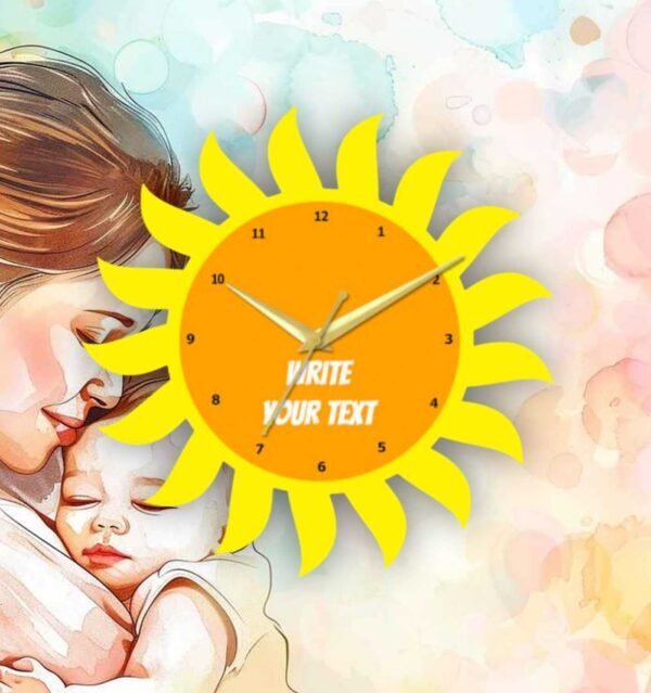 Shiny Sun with Name Wall Clock