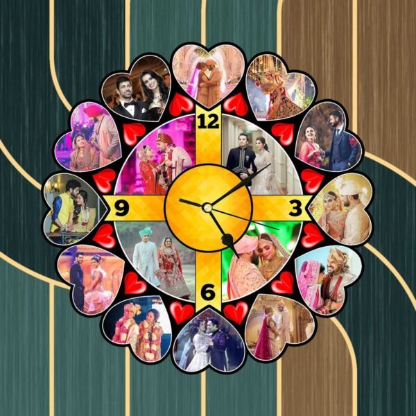 Premium Customized Designer Clock With 16 Photos | Gift Yourself or Your Special One