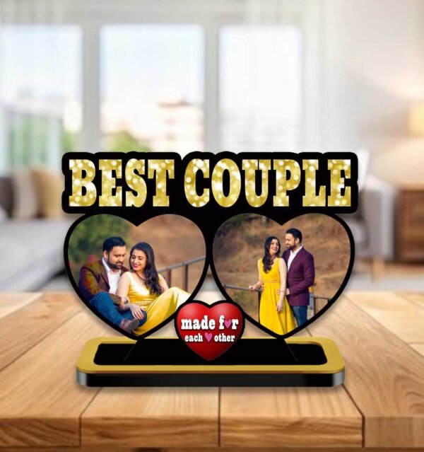 Personalized 2 Heart Cutout with 2 Photos Made For Each Other