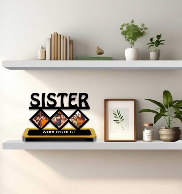 Personalized World's Best Sister Cutout with 3 Photos - Image 2