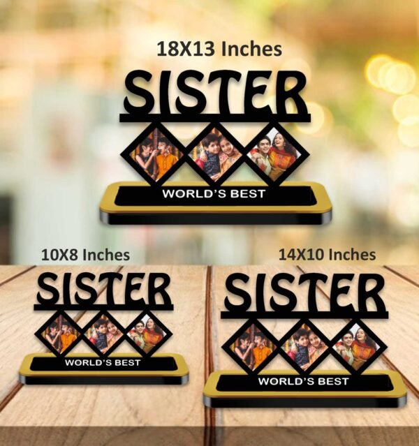 Personalized World's Best Sister Cutout with 3 Photos - Image 4