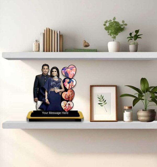 Personalized Couple Cutout with 5 Photos With Message - Image 2