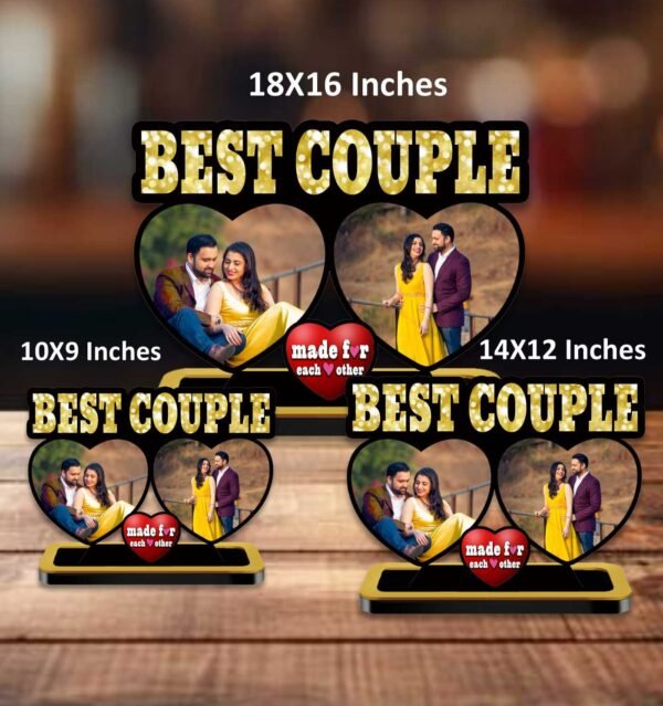Personalized 2 Heart Cutout with 2 Photos Made For Each Other - Image 4