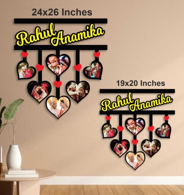 Customized Couple Collage Frame with 6 Photos and Name - Image 2