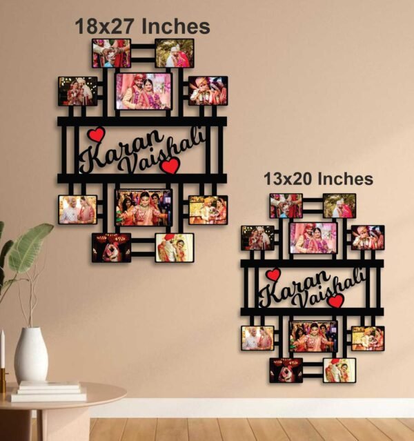 Customized Couple Collage Frame with 10 Photos and Name - Image 2