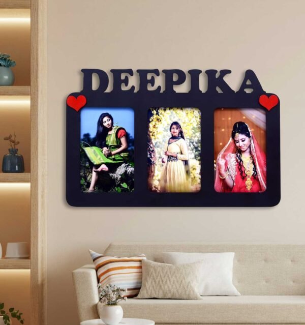 Customized Collage 3 Photos Wall Frame with Name