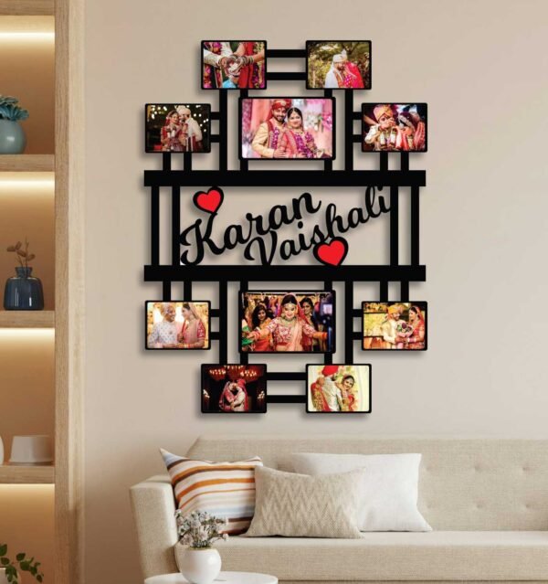 Customized Couple Collage Frame with 10 Photos and Name