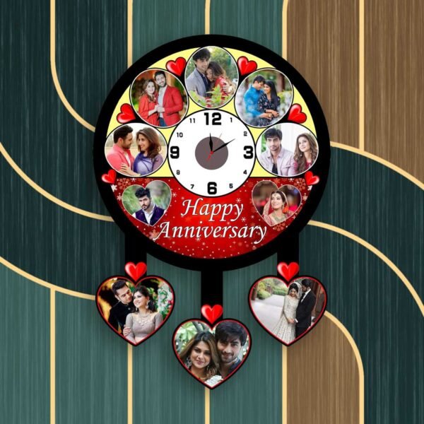 Premium Customized Anniversary Design Clock With 10 Photos | Gift Yourself or Your Special One