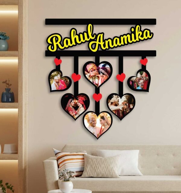 Customized Couple Collage Frame with 6 Photos and Name