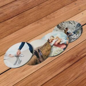 Personalized Circle Coasters With Printed 4 Photos