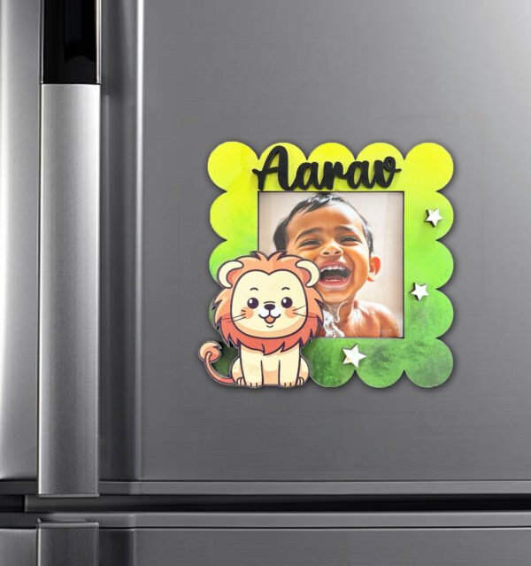 Polarised jungle Photoframe with Name Fridge Magnet 4x4 Inches