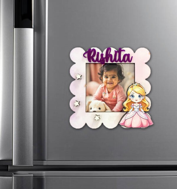 Polarised Photoframe with Name Fridge Magnet 4x4 Inches