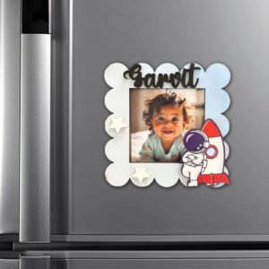 Polarised Astronaut Photoframe with Name Fridge Magnet 4x4 Inches