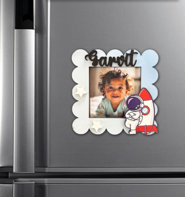 Polarised Astronaut Photoframe with Name Fridge Magnet 4x4 Inches