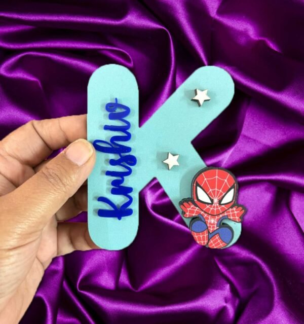First Letter with Name Fridge Magnet - Spiderman 4x4 Inches